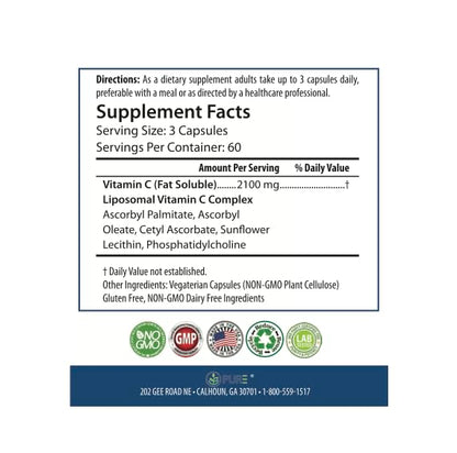 Cápsulas de PURE vitamina C liposomal para bienestar diario