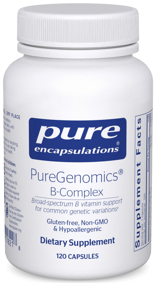 PureGenomics complejo b cápsula caja vista frontal
