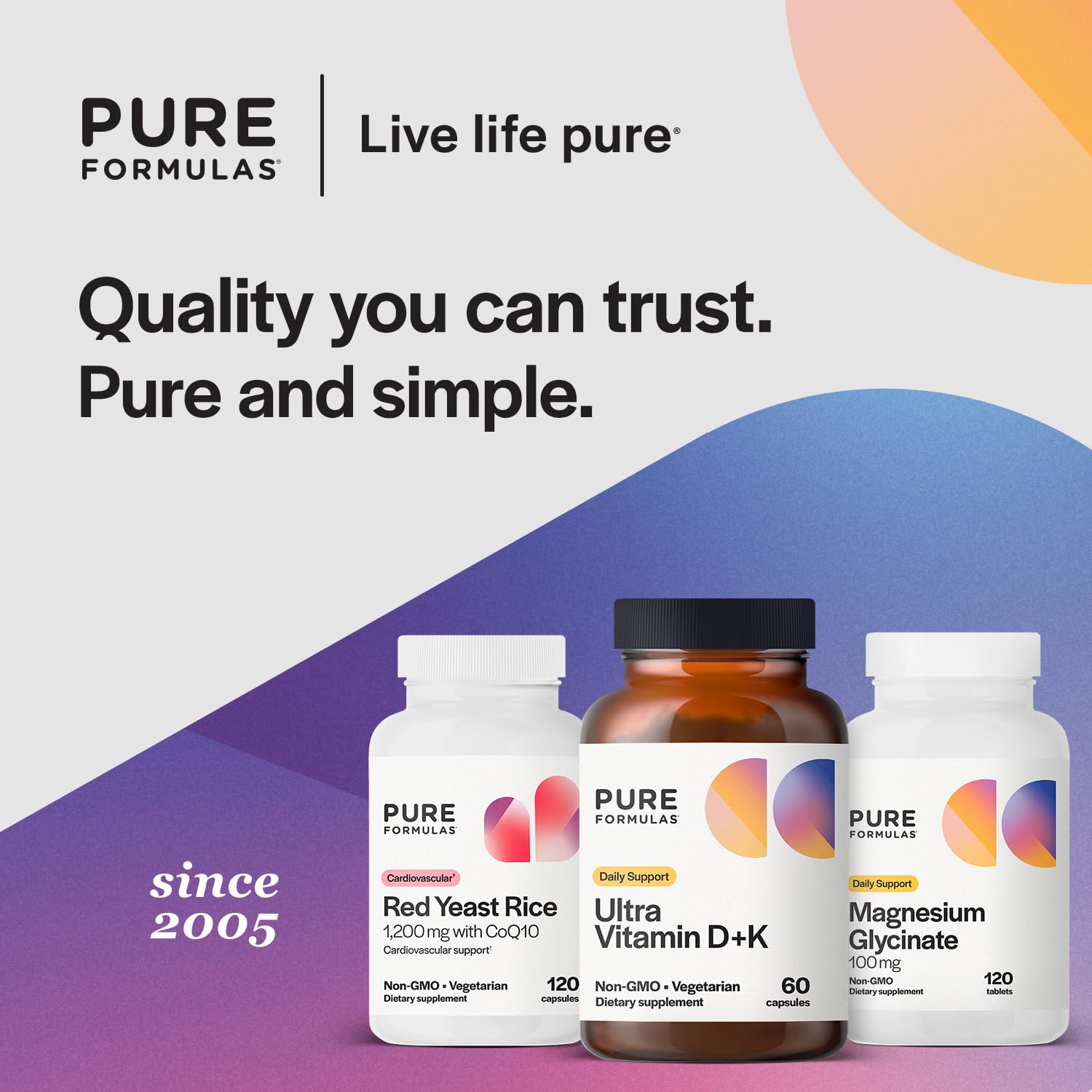 Botella frente PureFormulas Vitamina D3 K2 para absorción calcio