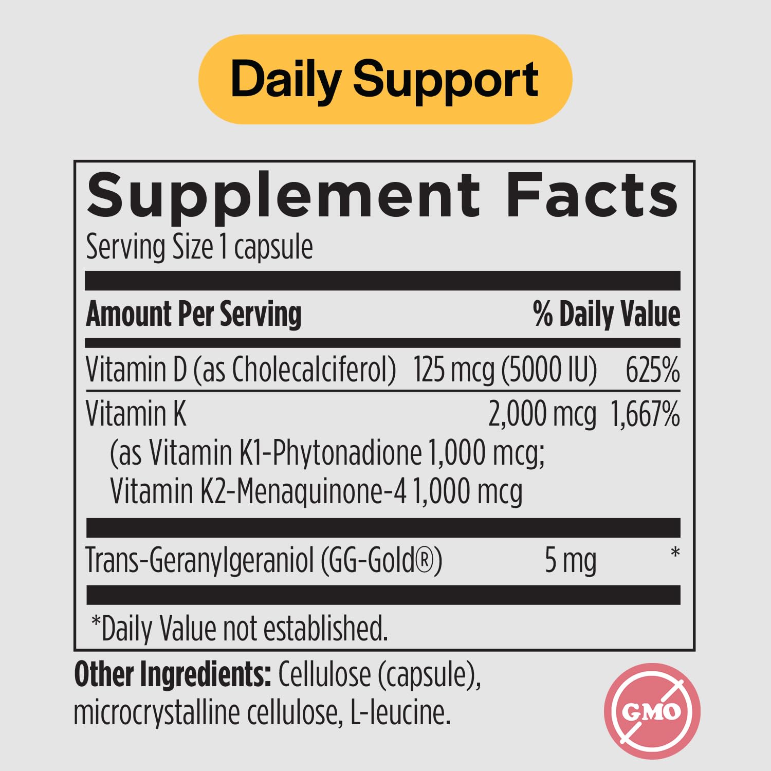 Detalle PureFormulas suplemento vitamina D3 K2 alta absorción