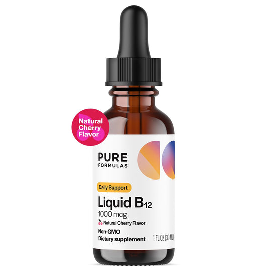 PureFormulas gotas vitamina B12 líquidas sabor cereza 30ml