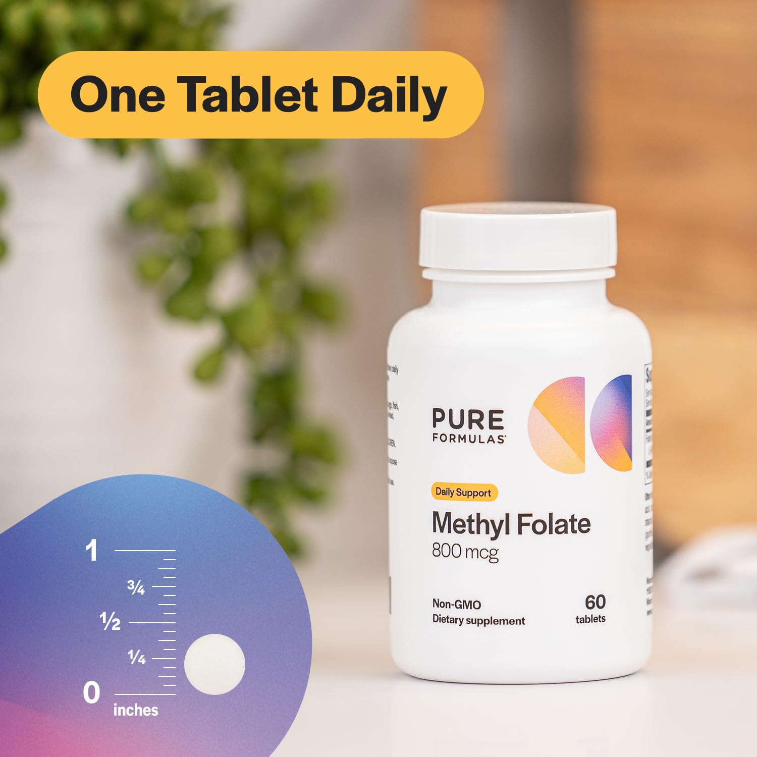 Vista lateral PureFormulas metilfolato 800 mcg caja
