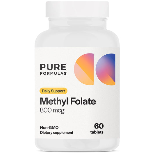 PureFormulas metilfolato 800 mcg suplemento caja vista frontal
