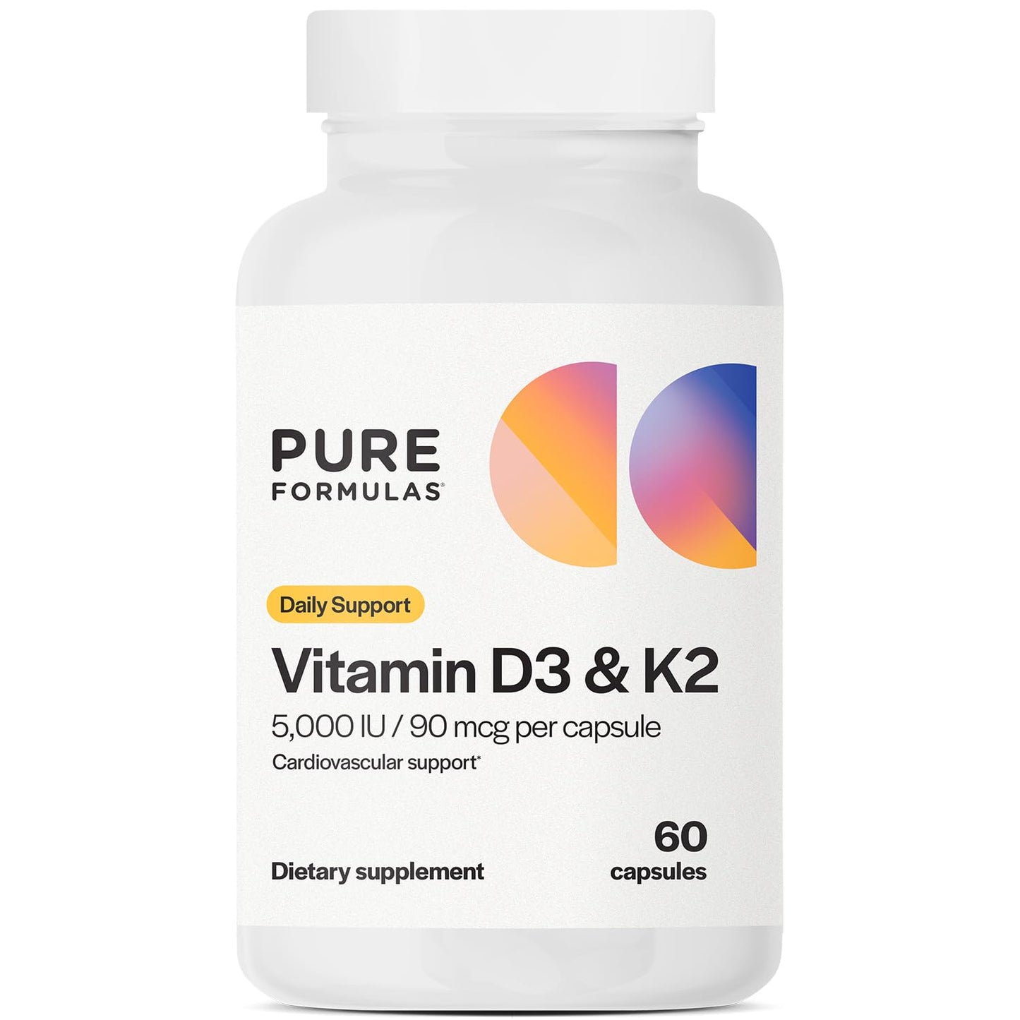 PureFormulas botellas de vitamina D y K con 60 cápsulas