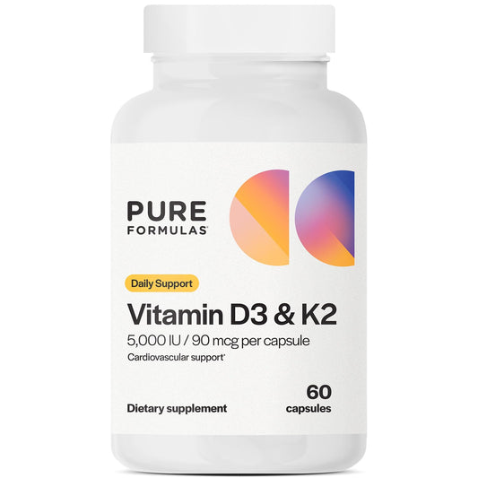 PureFormulas botellas de vitamina D y K con 60 cápsulas