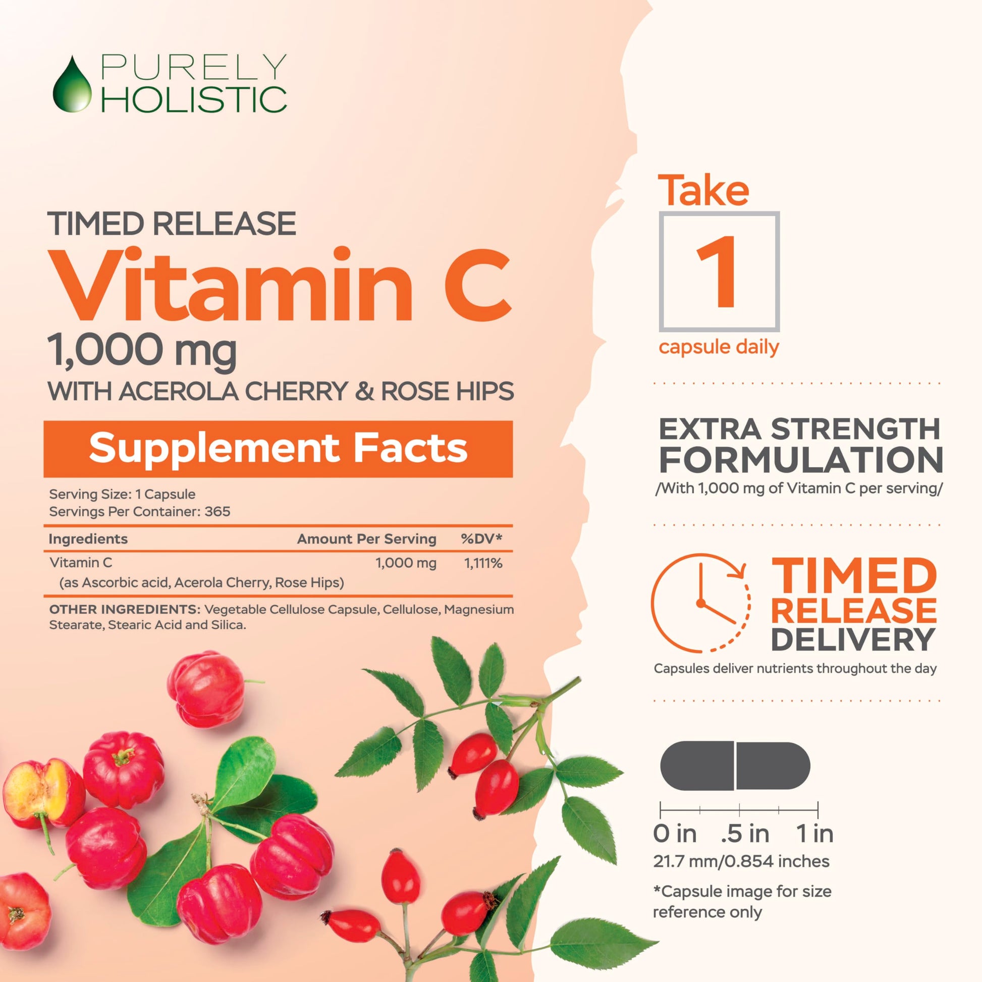 Purely Holistic cápsulas vitamina c 1000mg lado frasco