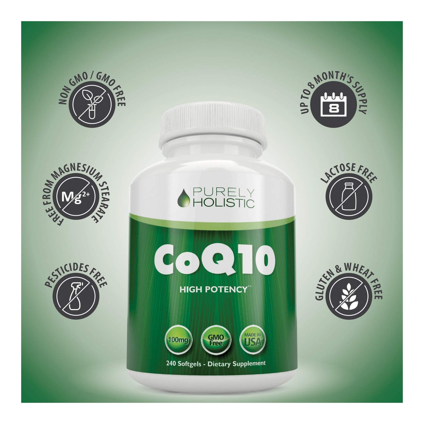 Purely Holistic suplemento coq10 vitamina c calidad y pureza usa