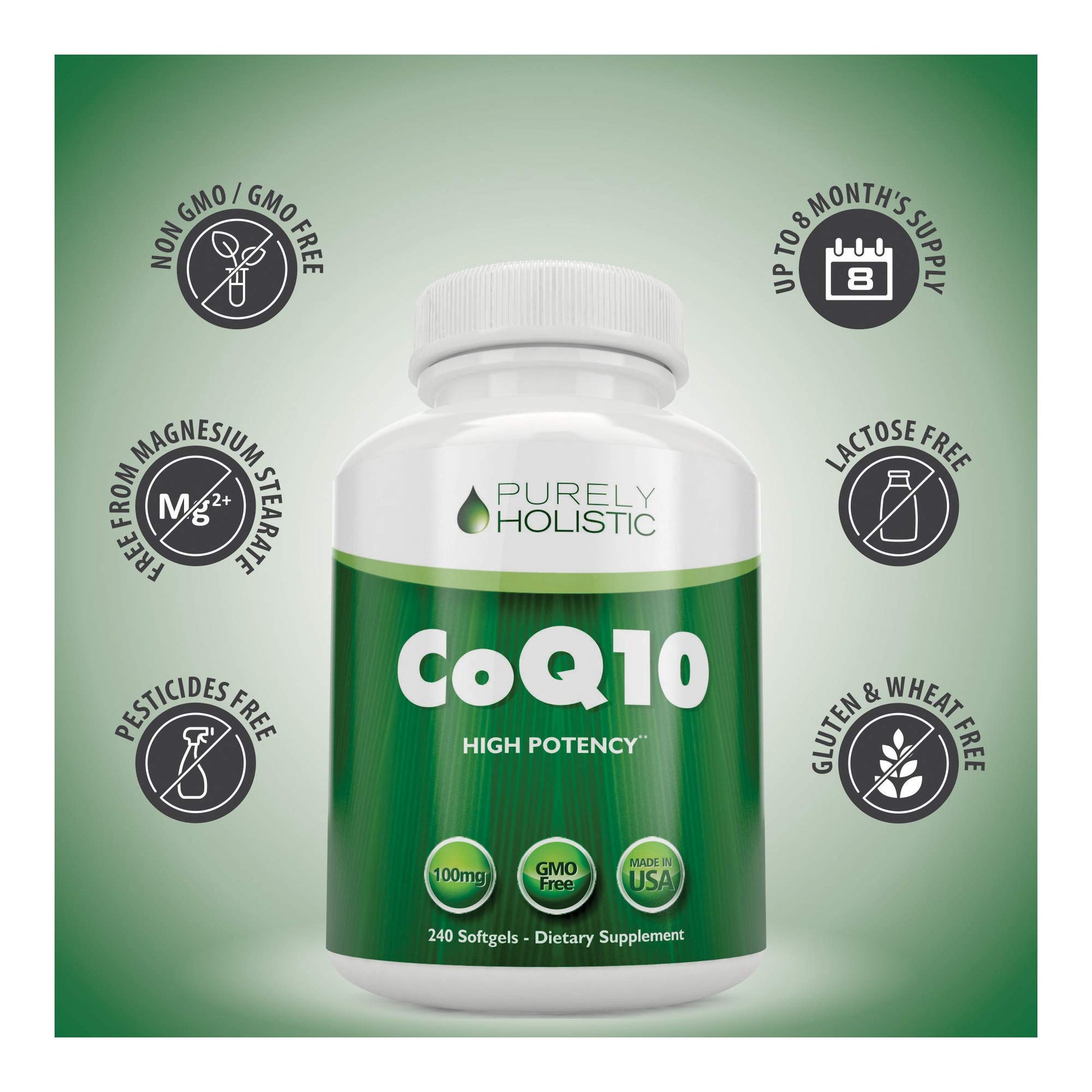Purely Holistic suplemento coq10 vitamina c calidad y pureza usa