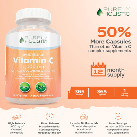 Purely Holistic suplemento vit c etiqueta frontal botella