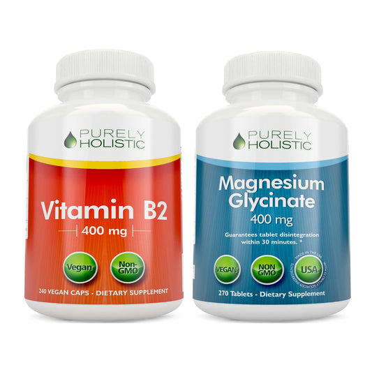 Frasco suplemento vitamina b2 y magnesio purely holistic