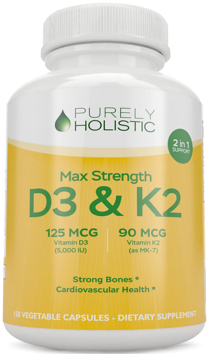 Purely Holistic suplemento vitamina D3 y K2 150 cápsulas