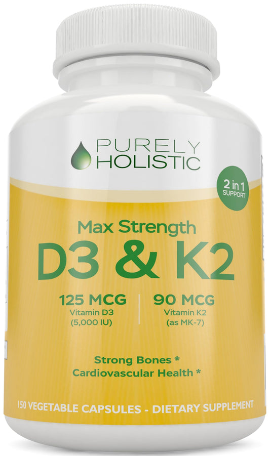 Purely Holistic suplemento vitamina D3 y K2 150 cápsulas