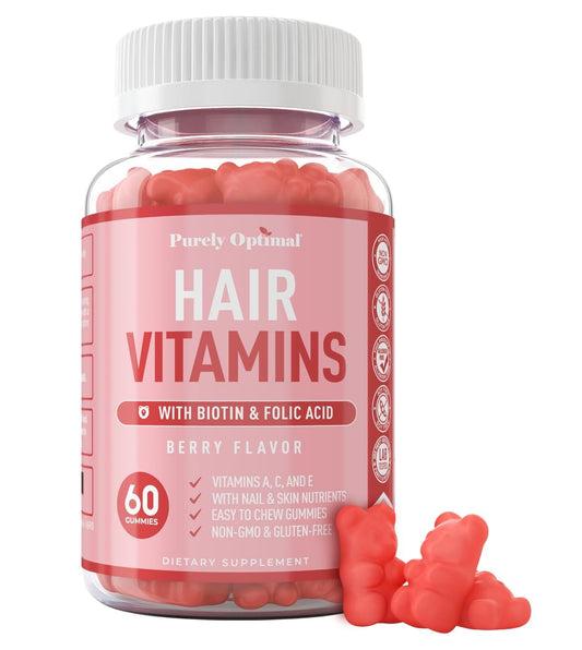 Purely Optimal gomitas premium para crecimiento cabello saludable