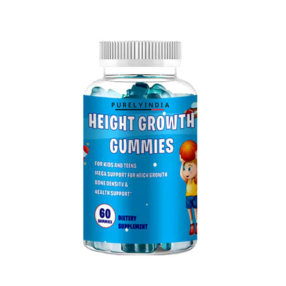 Purelyindia gomitas crecimiento altura para niños y adolescentes 60 unidades