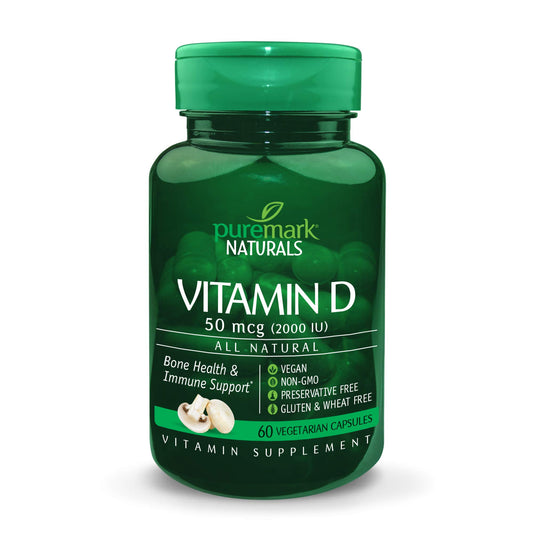 Puremark cápsulas vitamina d 2000 iu vegetarianas envase frontal