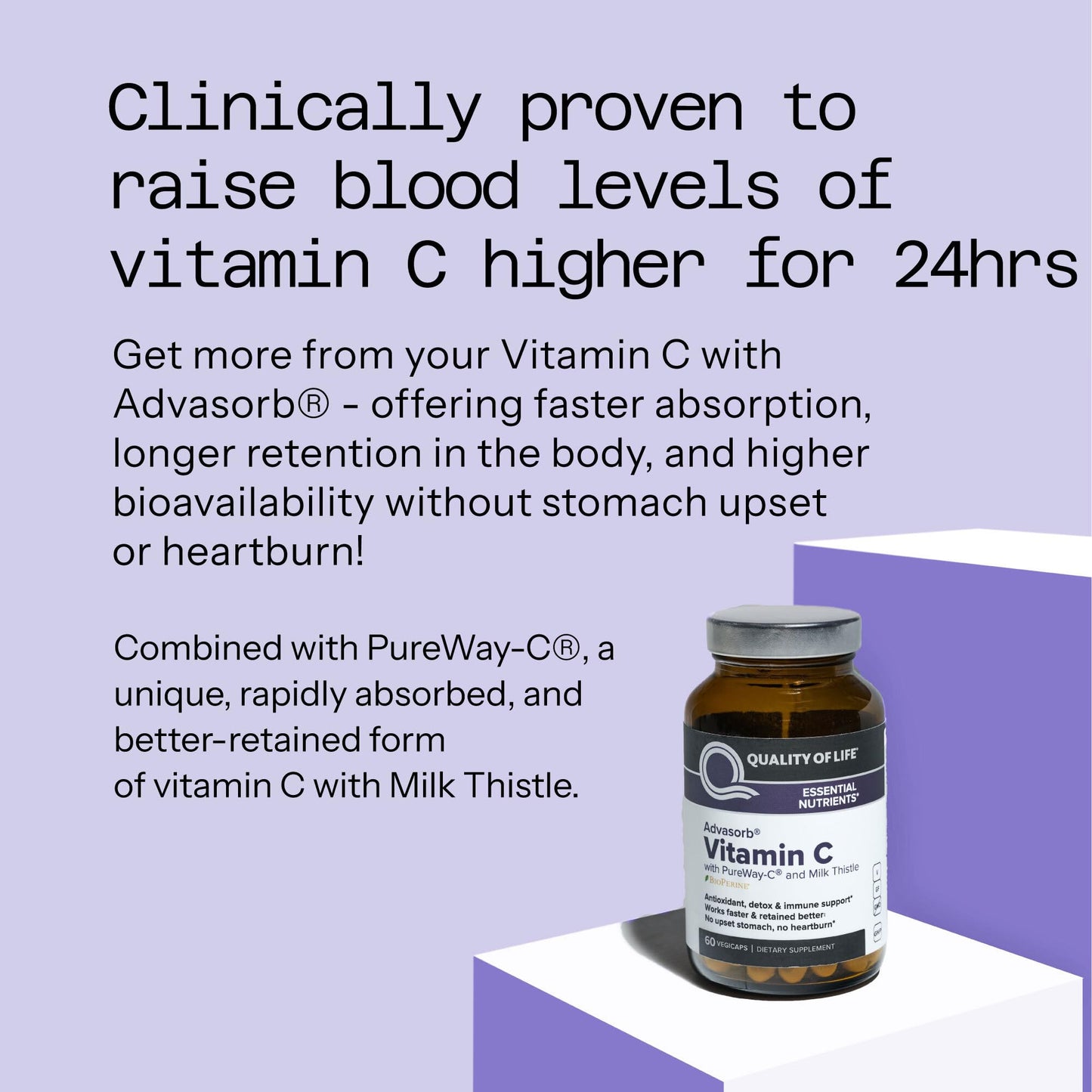 PureWay-C mejor absorción vitamina C Quality of Life 60 caps
