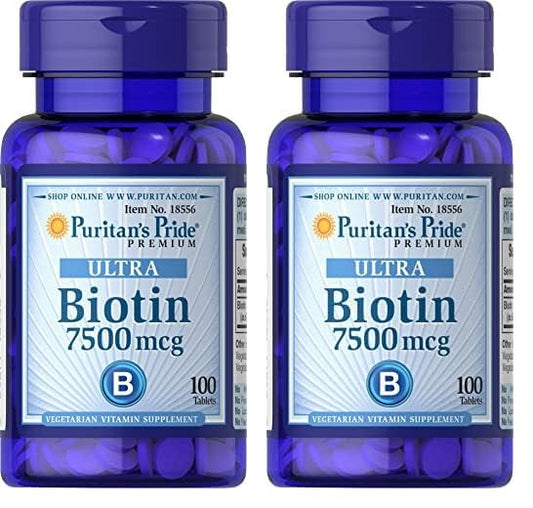 Puritan's Pride biotina 7500 mcg suplemento cabello piel uñas