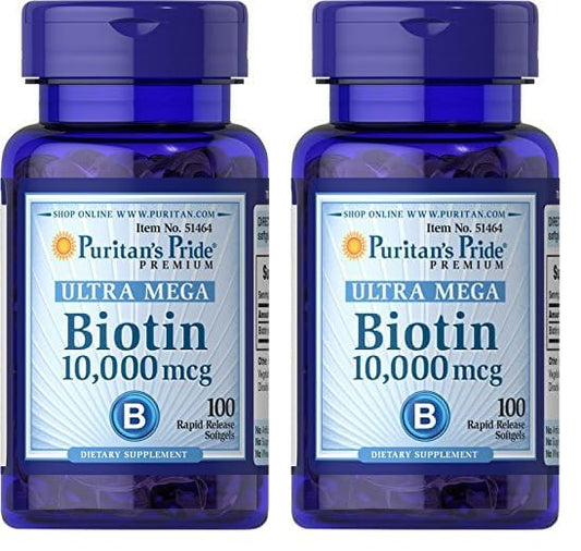 Puritan's Pride biotina softgels piel cabello uñas 100 unidades