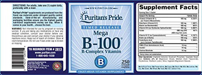 Puritan's Pride Complejo B-100 tabletas lado del frasco