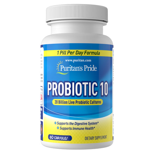 Puritan's Pride probiótico 10 con vitamina d 60 cápsulas blanco
