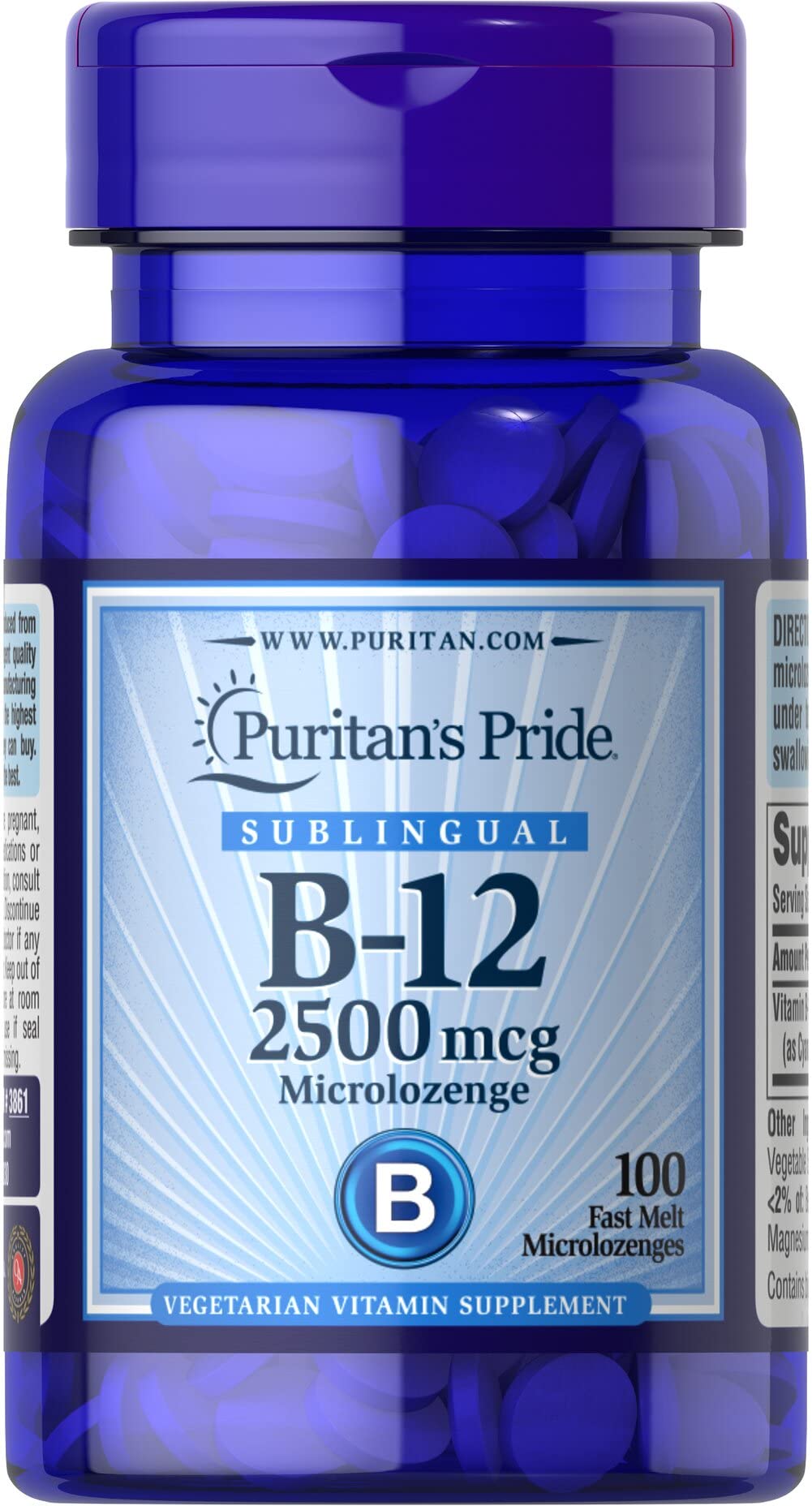 Puritan's Pride Vitamin B-12 2500 mcg botella blanca 100 tabletas