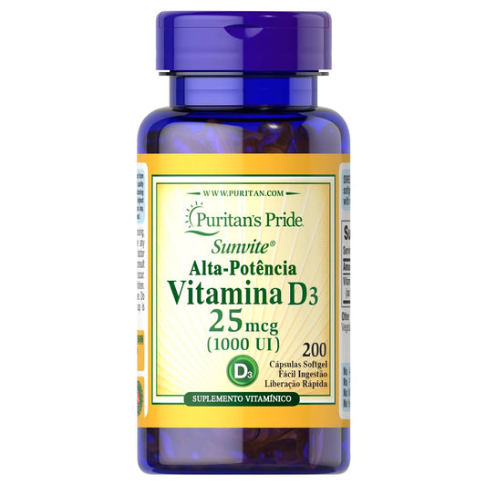 Puritan's Pride Vitamina D3 1000 UI 200 geles blandos envase frontal