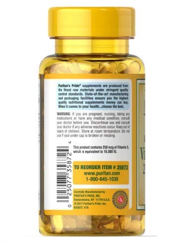 Puritan's Pride Vitamina D3 etiqueta lateral