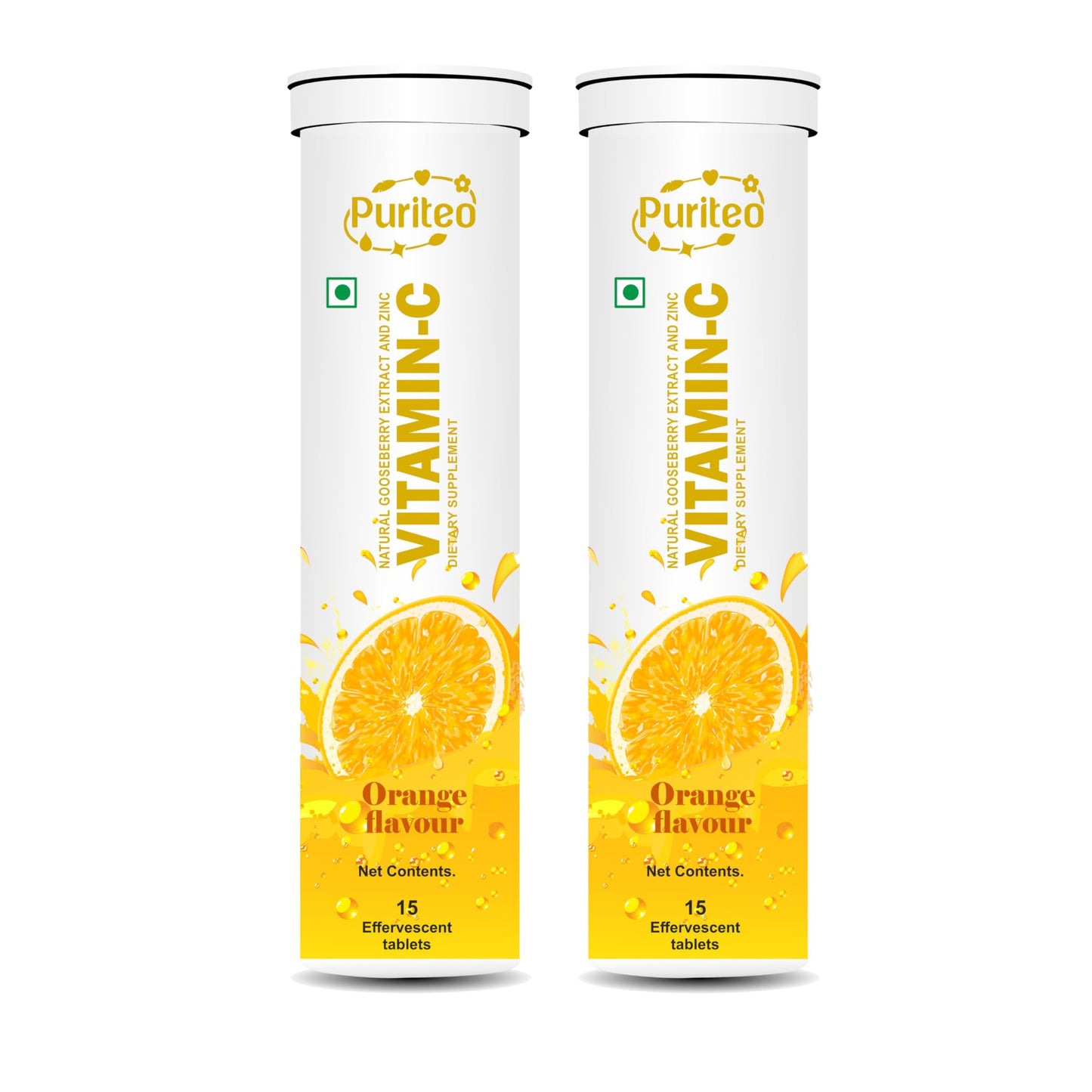 PURITEO vitamina c tabletas efervescentes sin azúcar sabor naranja