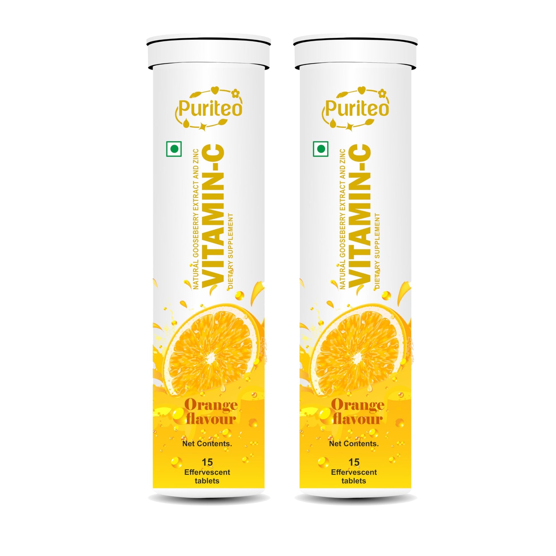 PURITEO vitamina c tabletas efervescentes sin azúcar sabor naranja