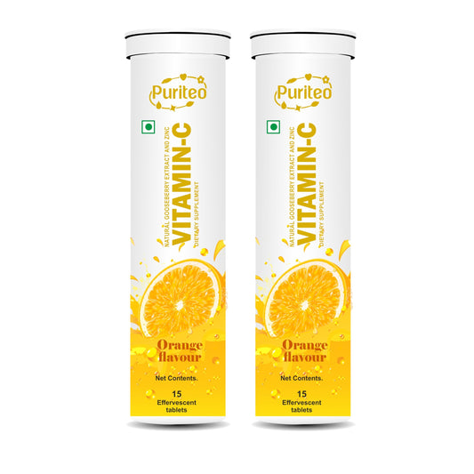 PURITEO vitamina c tabletas efervescentes sin azúcar sabor naranja