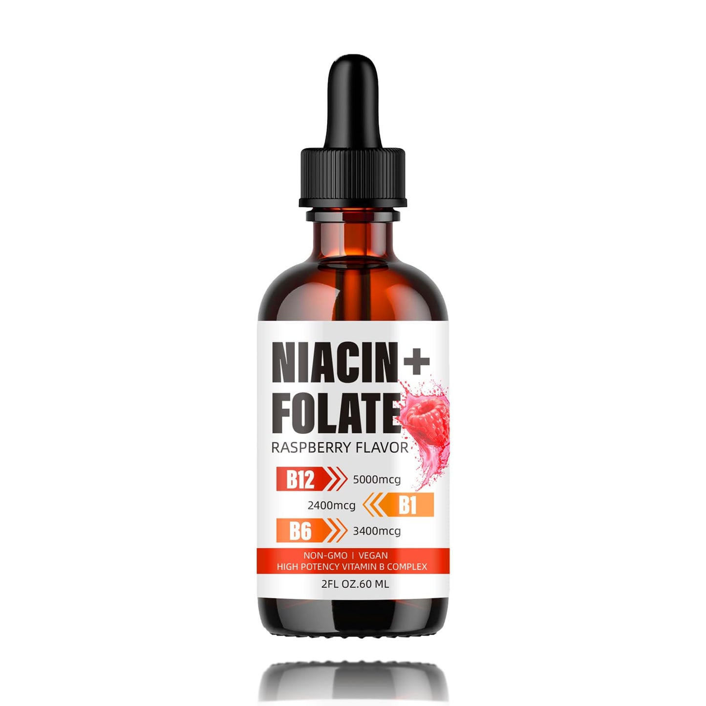 Botella de gotas líquidas Qiyvipo complejo vitamina B sabor frambuesa