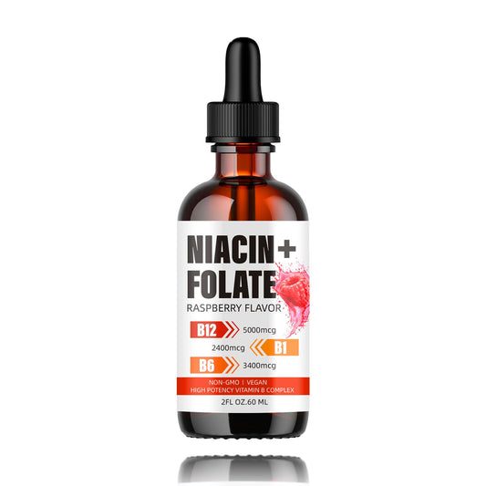 Botella de gotas líquidas Qiyvipo complejo vitamina B sabor frambuesa