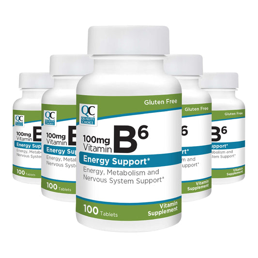 Quality Choice suplemento vitamina B6 100 mg 100 tabletas paquete