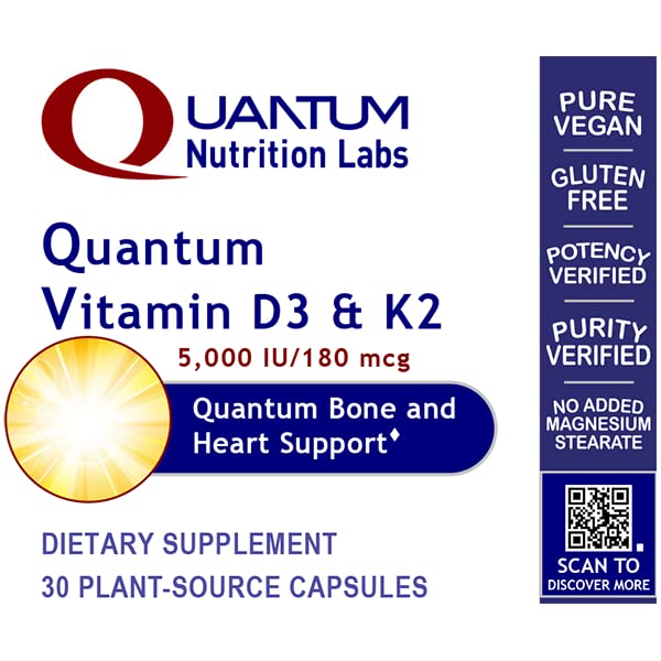 Etiqueta del suplemento vitamina D3 y K2 de Quantum Nutrition Labs