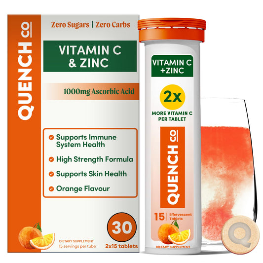 Quench tabletas efervescentes vitamina c zinc 1000mg 30 tabletas