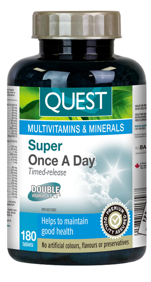 Botella Quest Super multivitaminas liberación controlada 180 tabletas