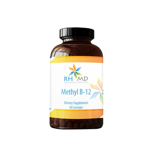 Paquete Radiantly Healthy Metil B12 5000mcg vegano pastillas masticables