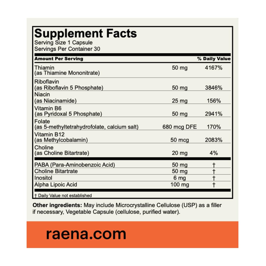 Raena complejo B con antioxidantes para salud celular y nerviosa