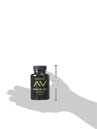 RaveAid en mano, tamaño del frasco