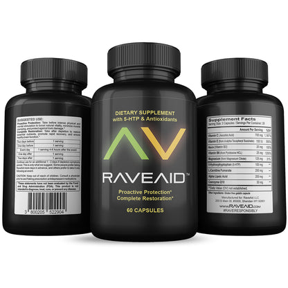 RaveAid suplemento con antioxidantes para recuperación y energía