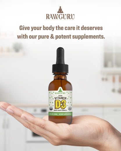 RawGuru complejo vitamina D3 vegano gotas paquete de 2