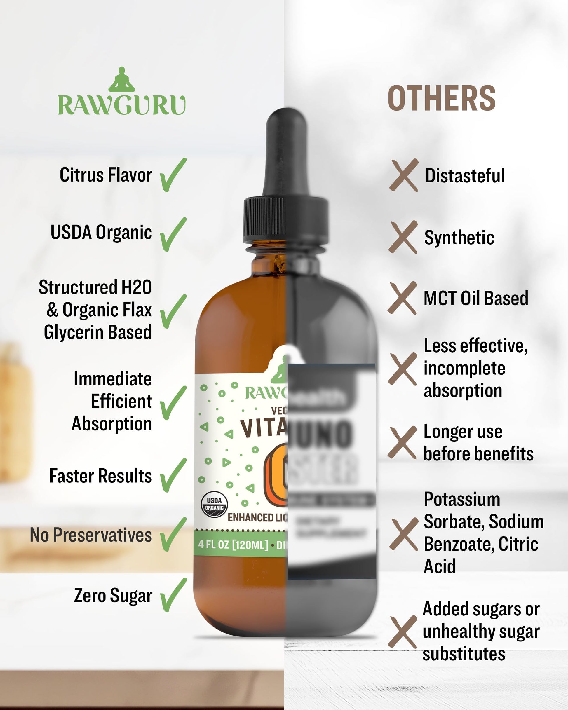 RawGuru suplemento vitamínico líquido 120 ml paquete 3