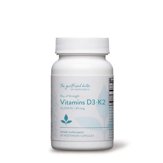 Botella suplemento vitamina D3 y K2 Ray of Strength Dr. Anna Cabeca