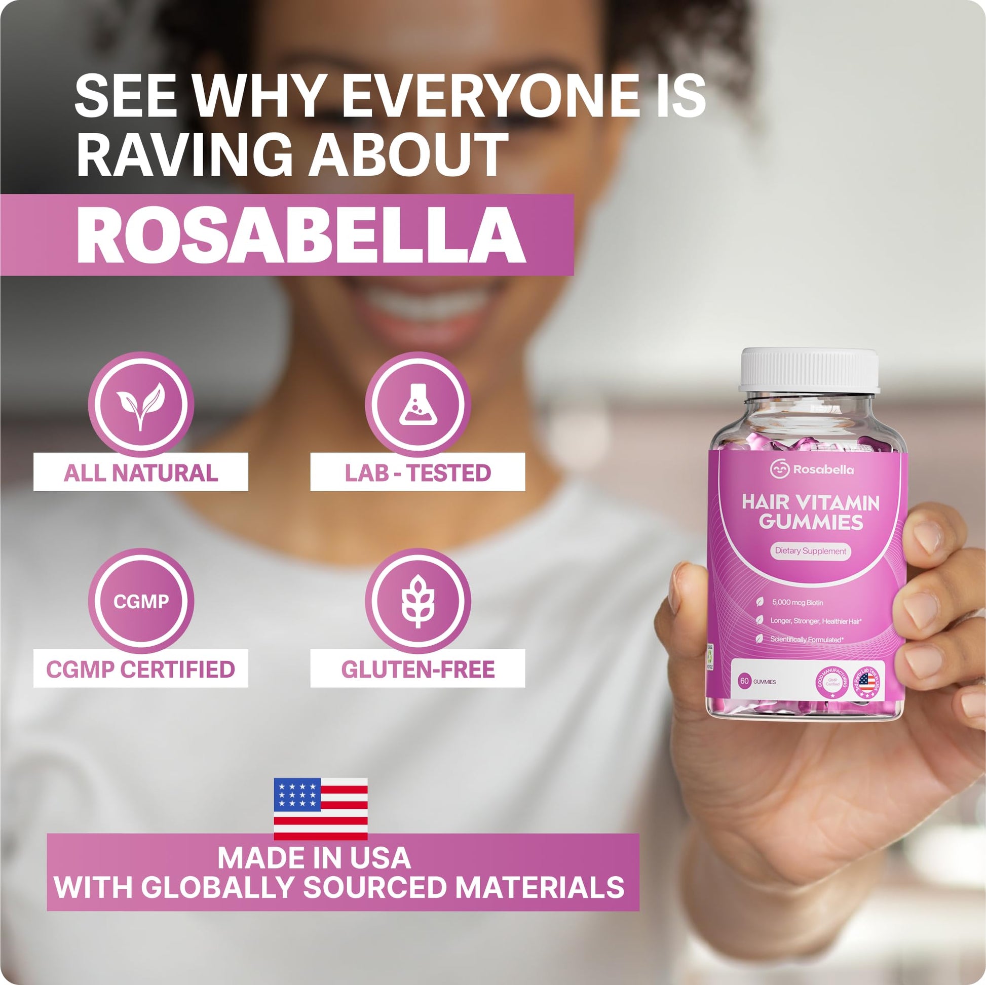 raza gomitas rosabella vitaminas cabello veganas