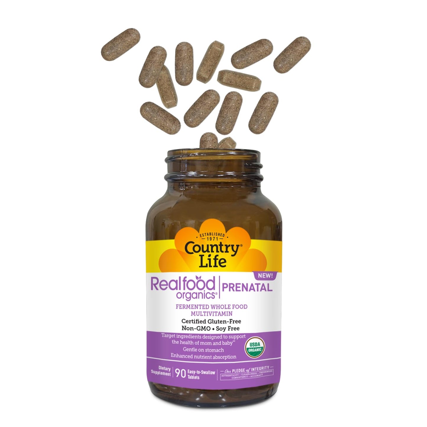 Realfood Organics presentación multivitamínico prenatal 90 tab