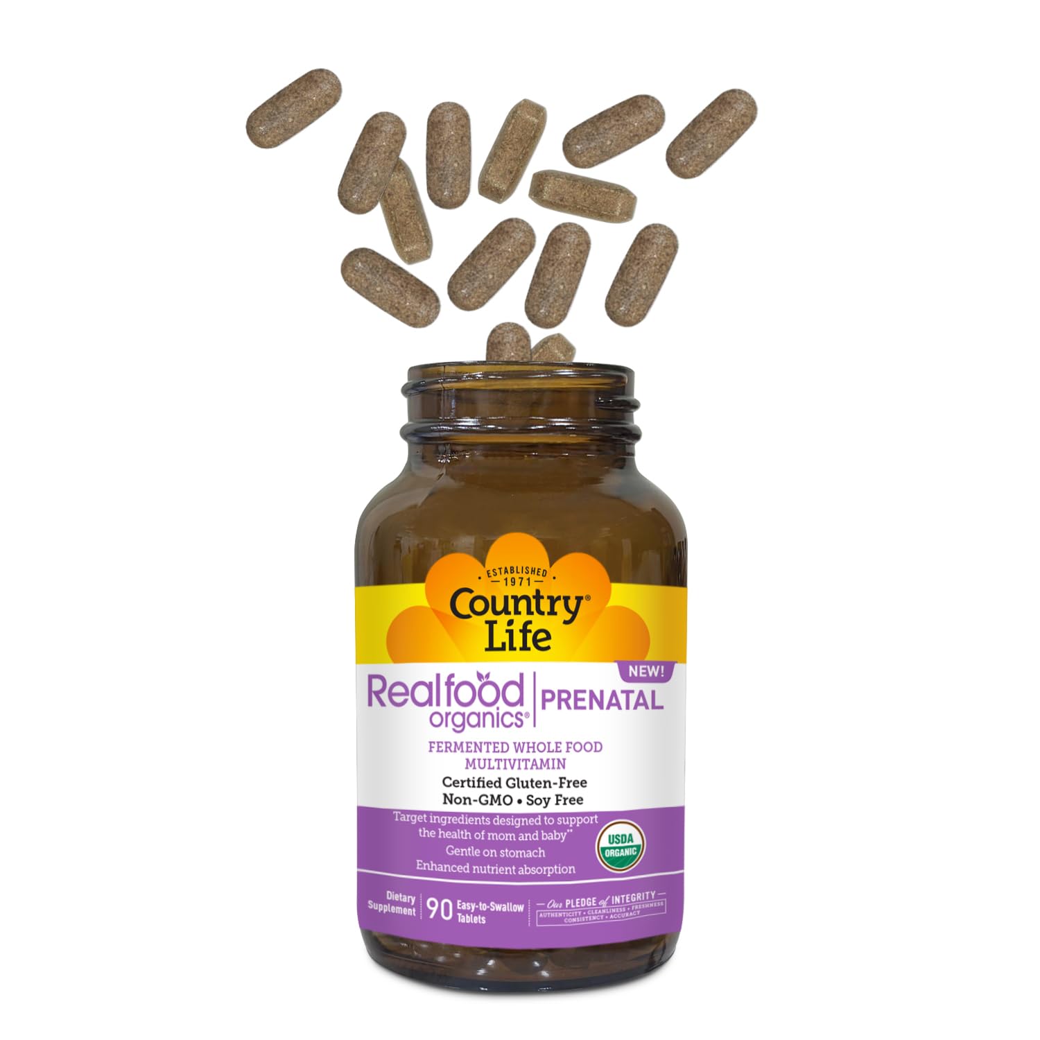 Realfood Organics presentación multivitamínico prenatal 90 tab