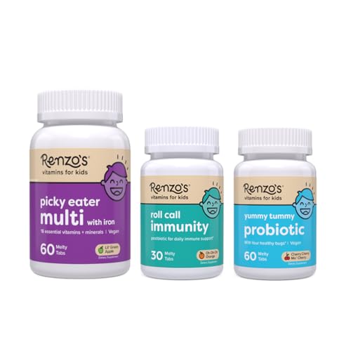 Paquete de vitaminas Renzo para niños con probióticos y soporte inmunológico