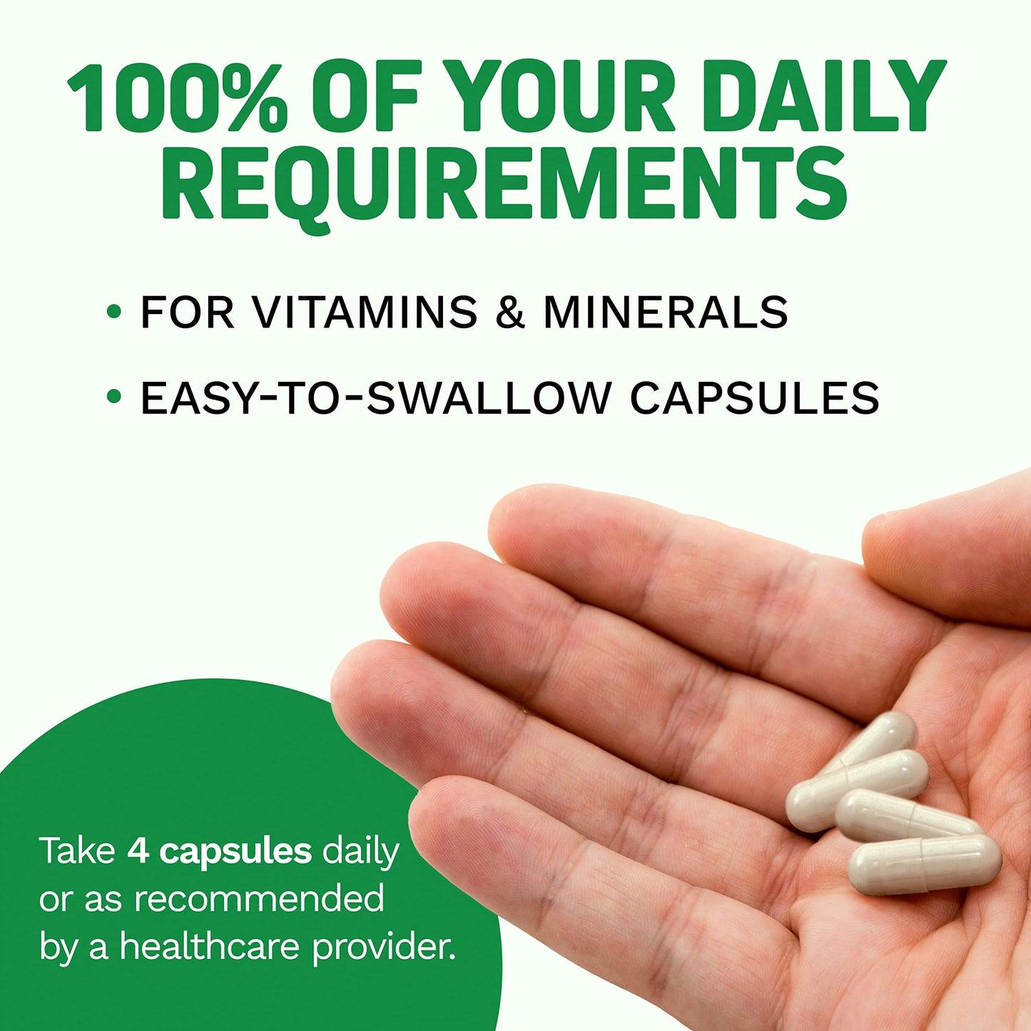 Requerimientos diarios de vitaminas en cápsulas fáciles de tragar