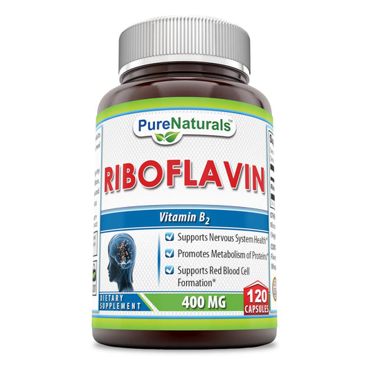 Riboflavina 400 mg 120 cápsulas Pure Naturals suplemento vitamina b2