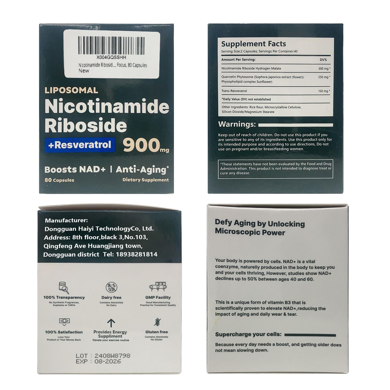 Ribósido de nicotinamida cápsulas para salud celular